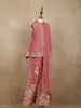Dusty Pink Floral Zari Embroidered Design Tissue Kids Palazzo Suit with Dupatta