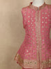 Dusty Pink Floral Zari Embroidered Design Tissue Kids Palazzo Suit with Dupatta