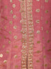 Dusty Pink Floral Zari Embroidered Design Tissue Kids Palazzo Suit with Dupatta