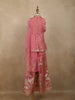 Dusty Pink Floral Zari Embroidered Design Tissue Kids Palazzo Suit with Dupatta