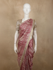 Dusty Pink Geometric Printed Design Tussar Silk Saree with Zari Border