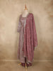 Dusty Pink Leaf Sequins Embroidered Design Georgette Palazzo Suit with Dupatta