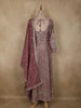 Dusty Pink Leaf Sequins Embroidered Design Georgette Palazzo Suit with Dupatta
