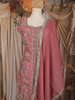 Dusty Pink Mirror Embroidered Design Georgette Palazzo Suit with Dupatta
