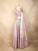Dusty Pink Mirror Work Banarasi Silk Lehenga Set with Dupatta