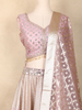 Dusty Pink Mirror Work Banarasi Silk Lehenga Set with Dupatta