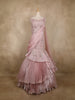 Dusty Pink Sequins and Beads Embellished Design Net Mermaid Gown with Attached Drape