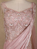 Dusty Pink Sequins and Beads Embellished Design Net Mermaid Gown with Attached Drape