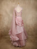 Dusty Pink Sequins and Beads Embellished Design Net Mermaid Gown with Attached Drape