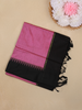 Dusty Pink Solid Design Kalyani Cotton Saree with Contrast Temple Border
