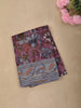 Dusty Plum Purple Floral Printed Design Mixed Cotton Saree with Peacock Border