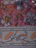 Dusty Plum Purple Floral Printed Design Mixed Cotton Saree with Peacock Border