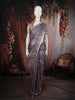 Dusty Purple Geometric Printed Design Tussar Silk Saree with Zari Border