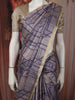 Dusty Purple Geometric Printed Design Tussar Silk Saree with Zari Border