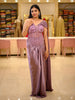 Dusty Purple Heavy Sequin and Beads Embroidered Design Corset Style Pre-Draped Satin Skirt Top