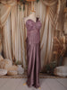 Dusty Purple Heavy Sequin and Beads Embroidered Design Corset Style Pre-Draped Satin Skirt Top