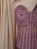 Dusty Purple Heavy Sequin and Beads Embroidered Design Corset Style Pre-Draped Satin Skirt Top