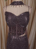 Dusty Purple Heavy Sequins and Beads Embroidered Design Mermaid Net Lehenga with Choker Dupatta