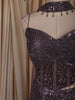 Dusty Purple Heavy Sequins and Beads Embroidered Design Mermaid Net Lehenga with Choker Dupatta