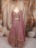 Dusty Purple Heavy Sequins and Beads Embroidered Design Net Bridal Lehenga with Matching Dupatta