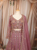 Dusty Purple Heavy Sequins and Beads Embroidered Design Net Bridal Lehenga with Matching Dupatta