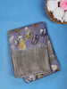Dusty Purple Leaf Printed Raw Silk Saree - Diadem