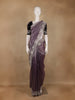 Dusty Purple Organza Saree With Sequin Embroidered Border And Velvet Blouse