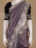 Dusty Purple Organza Saree With Sequin Embroidered Border And Velvet Blouse