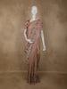 Dusty Rose Animal and Birds Motif Design Tussar Saree with Floral Border