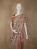 Dusty Rose Animal and Birds Motif Design Tussar Saree with Floral Border