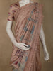 Dusty Rose Animal and Birds Motif Design Tussar Saree with Floral Border