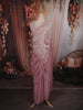 Dusty Rose Beads Emroidered Design Satin Ready to Wear Draped Saree