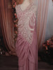 Dusty Rose Beads Emroidered Design Satin Ready to Wear Draped Saree