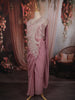 Dusty Rose Beads Emroidered Design Satin Ready to Wear Draped Saree