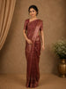 Dusty Rose Brown Geometric  Design Tussar Silk Saree