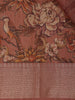 Dusty Rose Brown Geometric  Design Tussar Silk Saree