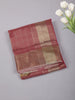 Dusty Rose Checked Woven Tissue Saree with Golden Zari Border