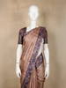 Dusty Rose Floral Design Semi Tussar Saree with Contrast Purple Embroidered Border