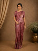 Dusty Rose Floral Design Tussar Silk Saree