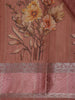 Dusty Rose Floral Design Tussar Silk Saree