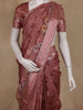 Dusty Rose Floral Design Tussar Silk Saree