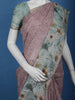 Dusty Rose Floral Design Tussar Silk Saree - Diadem
