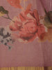 Dusty Rose Floral Printed Cotton Saree with Subtle Golden Zari Border