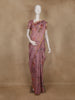 Dusty Rose Floral Printed Cotton Saree with Subtle Golden Zari Border