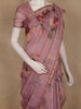 Dusty Rose Floral Printed Cotton Saree with Subtle Golden Zari Border