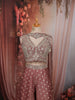 Dusty Rose Floral Vine Sequins and Beads Embroidered Design Tissue Silk Indo Western Palazzo Suit with Matching Choker Dupatta