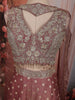 Dusty Rose Floral Vine Sequins and Beads Embroidered Design Tissue Silk Indo Western Palazzo Suit with Matching Choker Dupatta