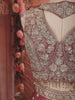 Dusty Rose Floral Vine Sequins and Beads Embroidered Design Tissue Silk Indo Western Palazzo Suit with Matching Choker Dupatta