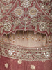 Dusty Rose Floral Vine Sequins and Beads Embroidered Design Tissue Silk Indo Western Palazzo Suit with Matching Choker Dupatta