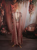 Dusty Rose Floral Vine Sequins and Beads Embroidered Design Tissue Silk Indo Western Palazzo Suit with Matching Choker Dupatta